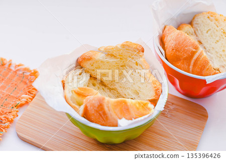 Making quiche using mini croissant dough 135396426