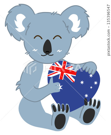 Cute Koala Mascot Set with Australian Flag Cute Koala Mascot Set with Australian Flag 135396547