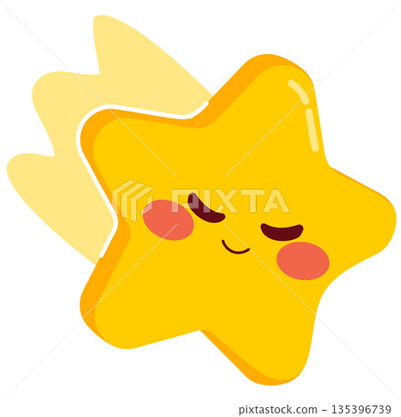 Cute Shooting Star Character Cartoon Illustration Isolated 135396739