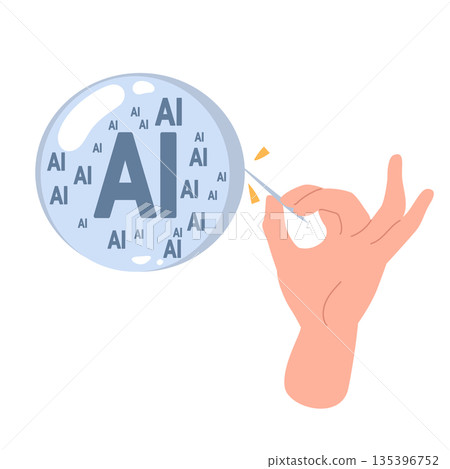 Hand Bursting AI Bubble Cartoon Vector Illustration for Artificial Intelligence Concept Hand Bursting AI Bubble Cartoon Vector Illustration for Artificial Intelligence Concept 135396752