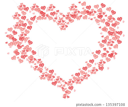 Heart Silhouette Made of Red Hearts Cartoon Illustration 135397108