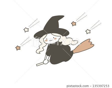 簡單的飛女巫插圖 135397253