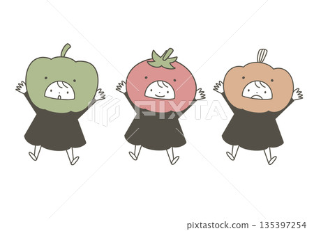 Cute vegetable characters (pale colors) 135397254