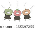 Cute vegetable characters holding hands (pale colors) 135397255