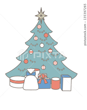 Simple illustration of a Christmas tree and presents (pale color) 135397265