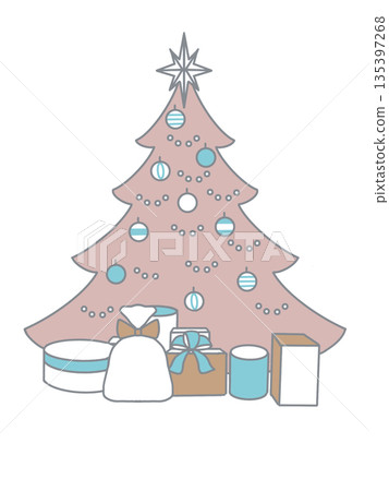 A simple illustration of a Christmas tree and presents 135397268