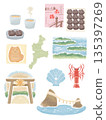 Mie Prefecture hand-drawn illustration set 135397269