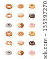 Illustration set of various donuts 135397270