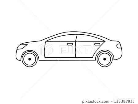 從側面看汽車的插圖 135397935