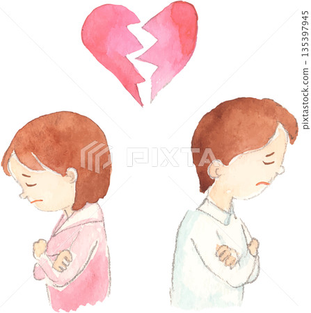 分手情侶的插圖向量圖 135397945