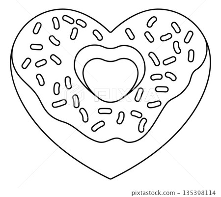 Love of Donut Heart Shaped Sweet Food Concept Love of Donut Heart Shaped Sweet Food Concept 135398114