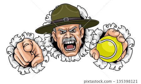 Drill Instructor Sergeant Bootcamp Tennis Mascot 135398121
