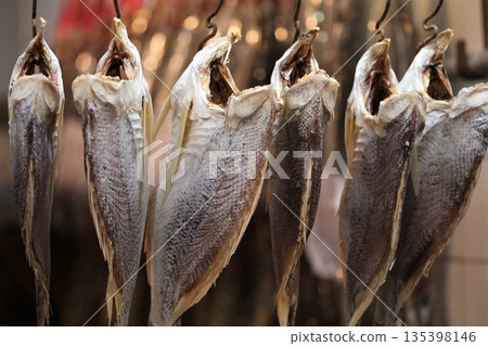Salt-dried fish (ham yui) sold in Des Voeux Road West, Hong Kong. It resembles Kusaya and has a delicious smell. It used to be cheap, but now it's expensive 135398146