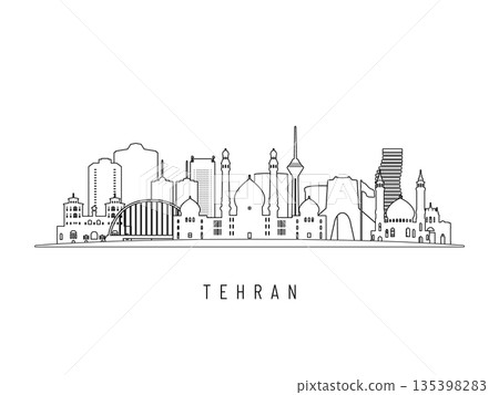 Detailed Tehran skyline vector illustration. Detailed Tehran skyline vector illustration. 135398283