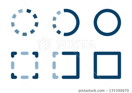 Simple icon illustrations of not started, in progress, and completed Simple icon illustrations of not started, in progress, and completed 135398870