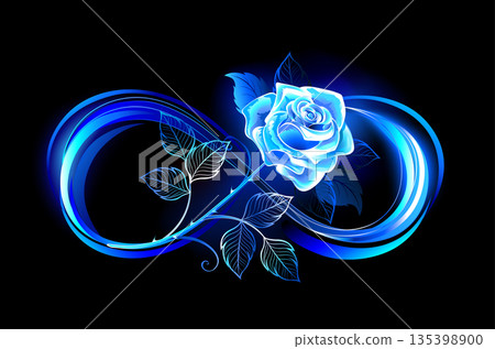 Infinity with blue rose 135398900