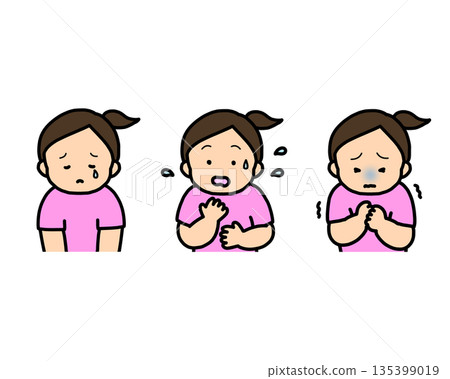 Depressed, anxious, scared - 3-piece set of children's emotional expressions Depressed, anxious, scared - 3-piece set of children's emotional expressions 135399019