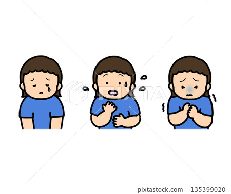 Depressed, anxious, scared - 3-piece set of children's emotional expressions Depressed, anxious, scared - 3-piece set of children's emotional expressions 135399020