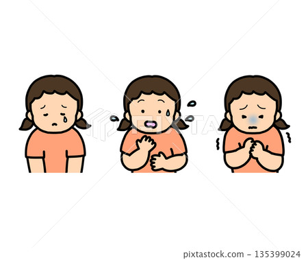 Depressed, anxious, scared - 3-piece set of children's emotional expressions Depressed, anxious, scared - 3-piece set of children's emotional expressions 135399024