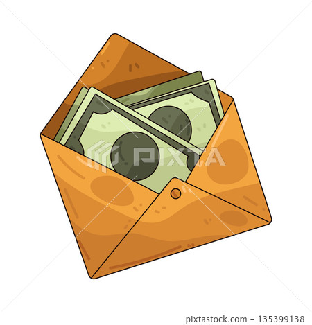 illustration of Money in Envelope 135399138