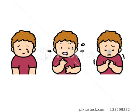 Depressed, anxious, scared - 3-piece set of children's emotional expressions Depressed, anxious, scared - 3-piece set of children's emotional expressions 135399222