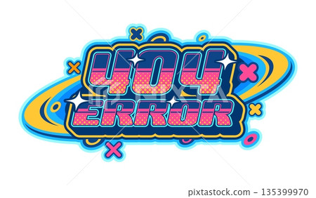 Neon color 2000s vibe Y2K 404 error icon, label element. Nostalgic funky sticker, funky retro vector patch. Colorful vintage icon or Y2K label with neon colors retro typography and halftone effect Neon color 2000s vibe Y2K 404 error icon, label element. Nostalgic funky sticker, funky retro vector patch. Colorful vintage icon or Y2K label with neon colors retro typography and halftone effect 135399970