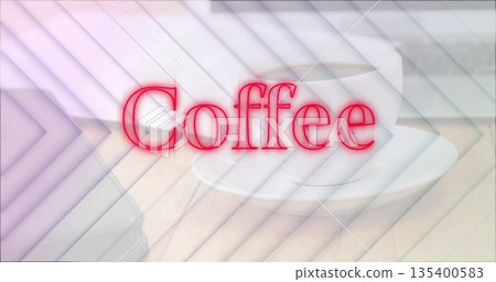 Resting white ceramic coffee cup and saucer on wood tabletop, with smartphone peeking, red overlay Resting white ceramic coffee cup and saucer on wood tabletop, with smartphone peeking, red overlay 135400583
