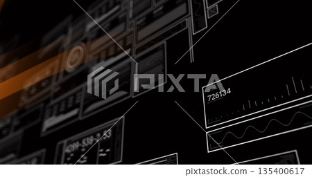 Displaying panels showing 726134 numeric display waveform graph and orange highlights in workspace 135400617