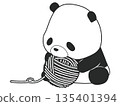 Panda holding a yarn 135401394