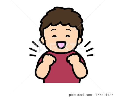 Happy (fist pump) Asian boy Happy (fist pump) Asian boy 135401427