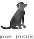 Watercolor dog silhouette illustration, calm monotone animal material 135401439