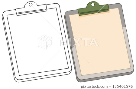 Blank Office Clipboard Vector Illustration in Color and Line Art Styles Blank Office Clipboard Vector Illustration in Color and Line Art Styles 135401576