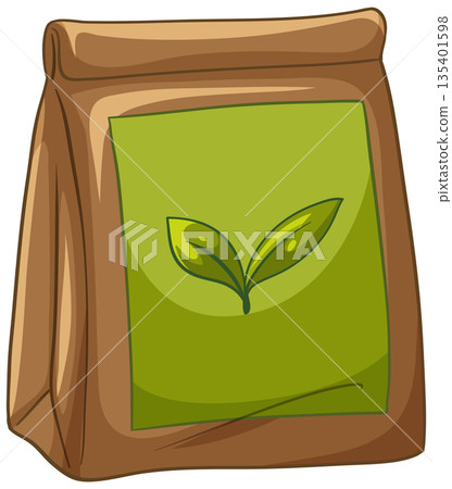 Brown Paper Bag with Green Leaf Label Vector Illustration Brown Paper Bag with Green Leaf Label Vector Illustration 135401598