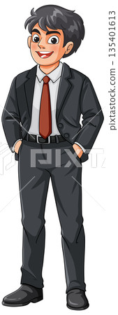 Smiling Young Businessman in Formal Suit Illustration 135401613