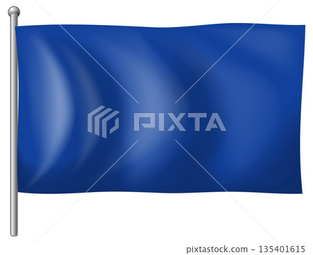 Waving Blue Flag on Silver Flagpole Vector Illustration 135401615