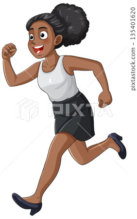 Businesswoman Running in Office Attire Cartoon Vector Businesswoman Running in Office Attire Cartoon Vector 135401620
