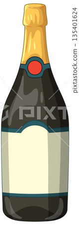 Vector Illustration of a Sealed Champagne Bottle with Blank Label 135401624