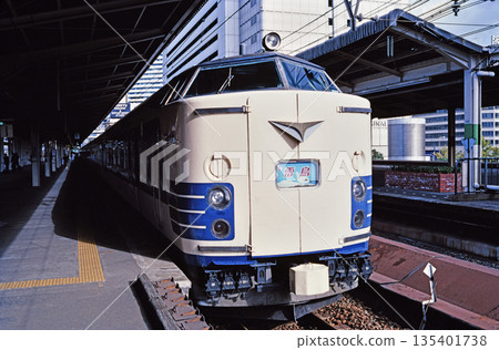583 series limited express Raicho arriving at Osaka Station 135401738