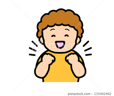 Happy (fist pump) brown-haired boy Happy (fist pump) brown-haired boy 135402402