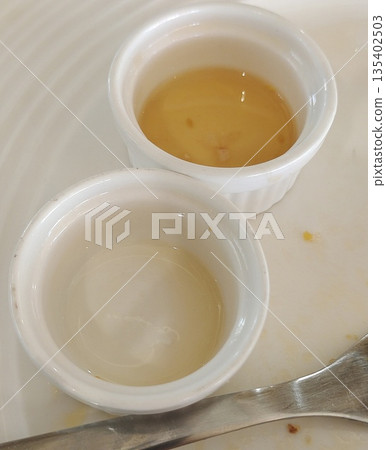 Small dipping bowl completely emptied after meal Small dipping bowl completely emptied after meal 135402503