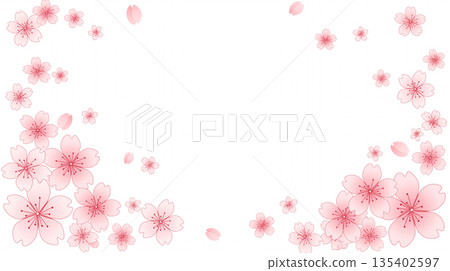 Spring flower decorative frame, round frame, floral background, white background template, natural style, event information 135402597