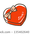 飾有粉紅色緞帶的紅色心型禮物 135402640