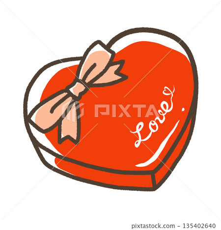 飾有粉紅色緞帶的紅色心型禮物 135402640