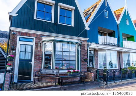 Colorful Dutch Houses Facade in a Row Colorful Dutch Houses Facade in a Row 135403053