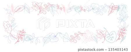 Line art. Botanical illustration with a line drawing touch. Botanical vector frame that can be used in summer and spring. Line art. Botanical illustration with a line drawing touch. Botanical vector frame that can be used in summer and spring. 135403143