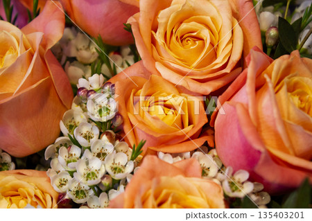 This is a bouquet with pink roses. This is a bouquet with pink roses. 135403201