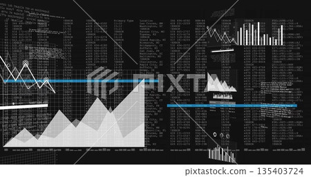 Displaying translucent gray area chart peaking on analytics dashboard, with code and error logs Displaying translucent gray area chart peaking on analytics dashboard, with code and error logs 135403724