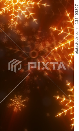Warm glowing golden snowflakes shining brightly in a festive abstract background 135403897