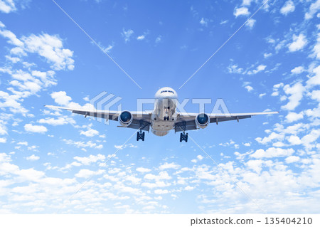 飛行藍天的飛機 135404210