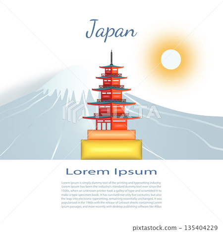 Travel Japan landmark Chureito pagoda in Fujiyoshida. 135404229